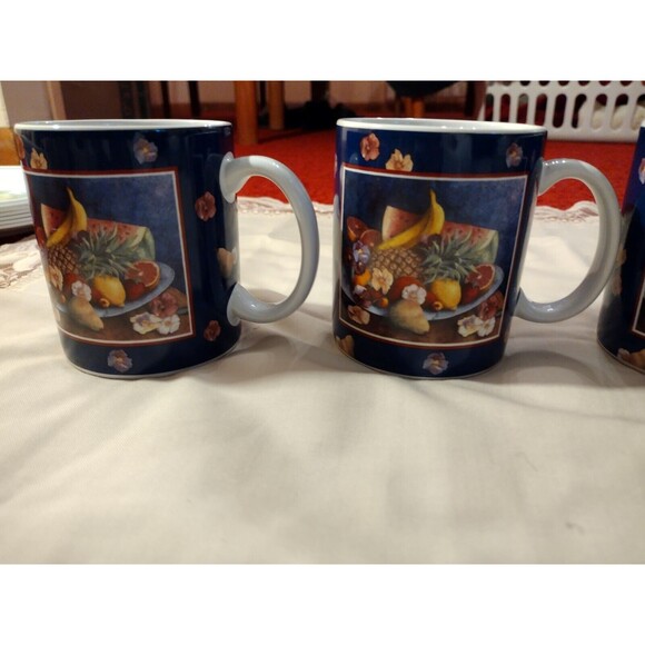 Set Of 4 "Tropical  Fruit" Lang and Wise Collector Mugs  Coffee Cup 1997 - Picture 5 of 12